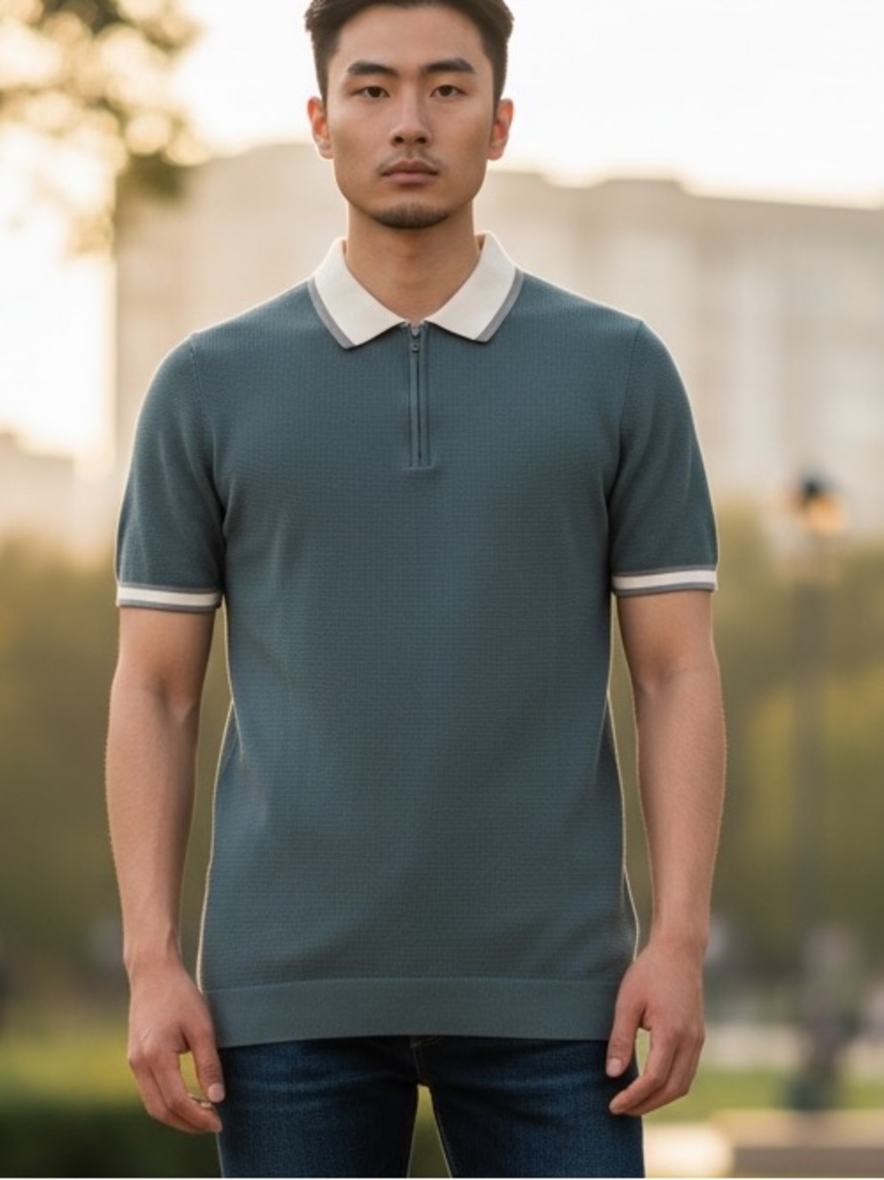 M&S Mens Cotton Polo Knit Shirt with Contrast Collar size Small